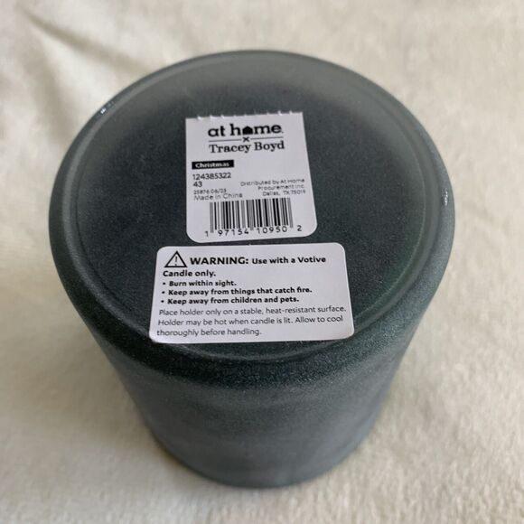 Glass Candle Holder Votive Tealight Christmas Holiday Snowflake Green Silver Joy - Picture 13 of 13